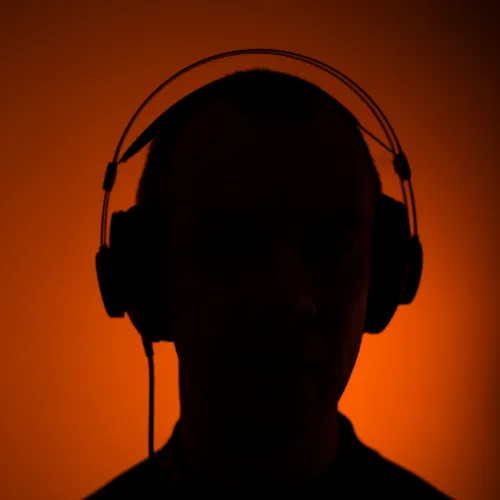 a head listening to music